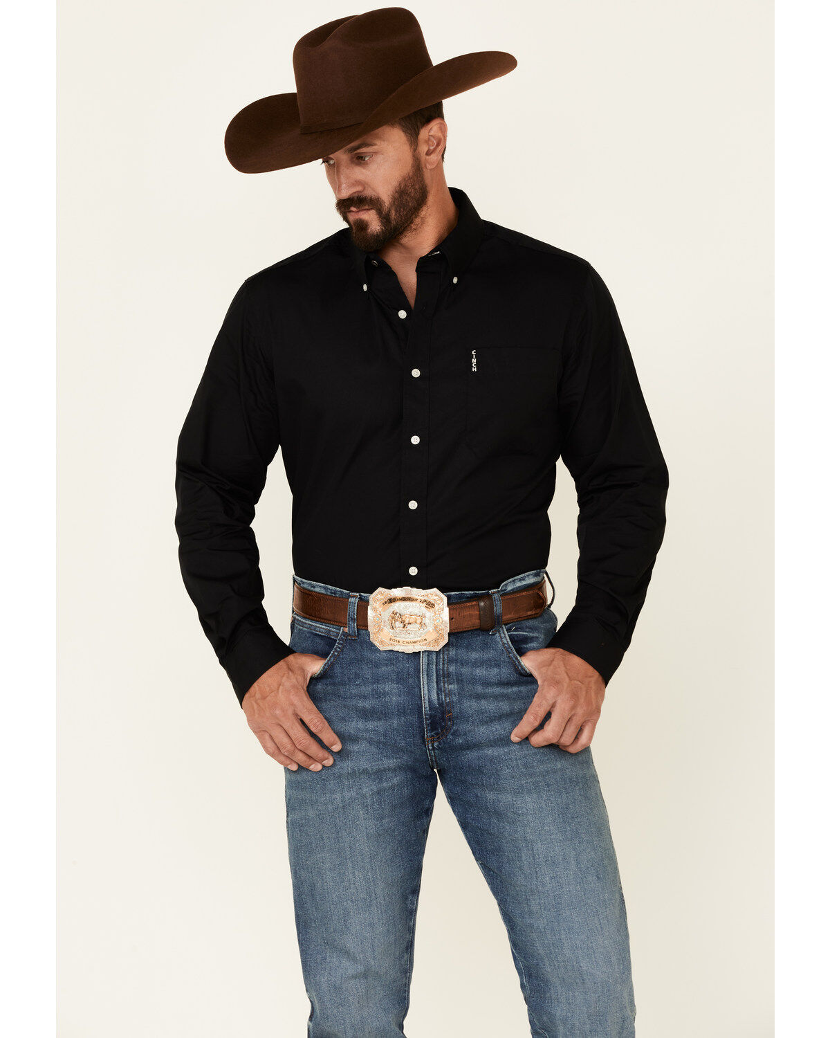 Men's Cinch Modern Fit Solid Long Sleeve Button-Down Western Shirt