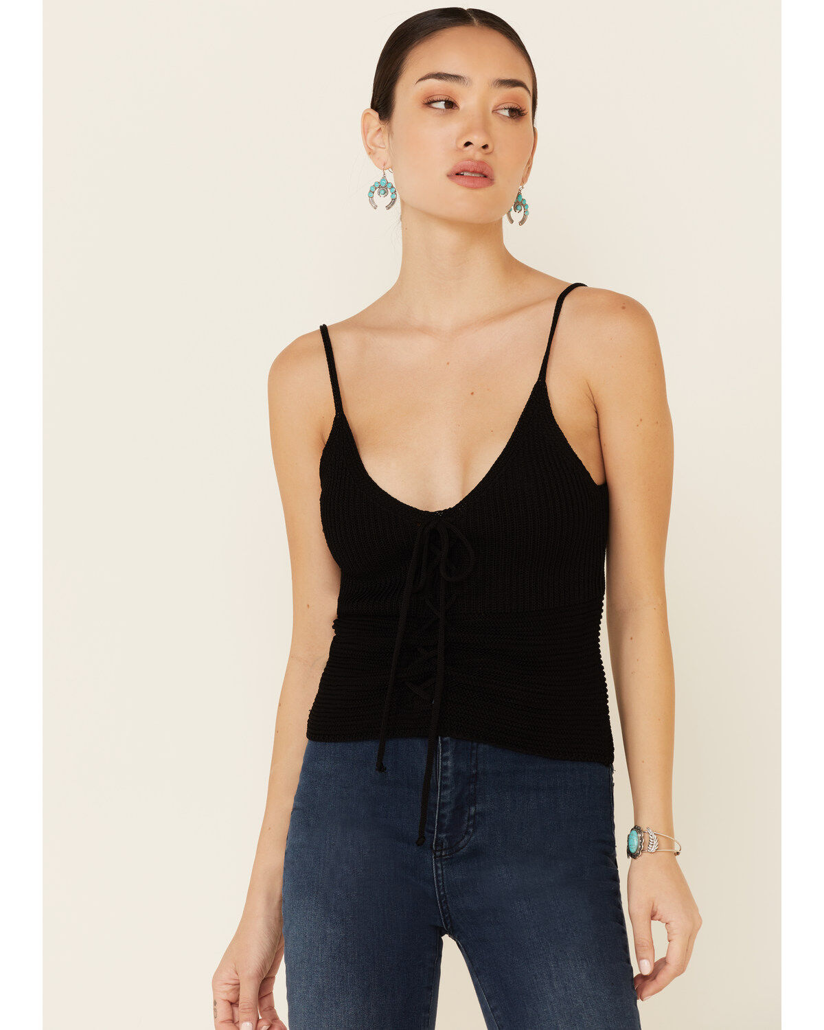 Women's Mystree Sweater-Knit Lace-Up Cami