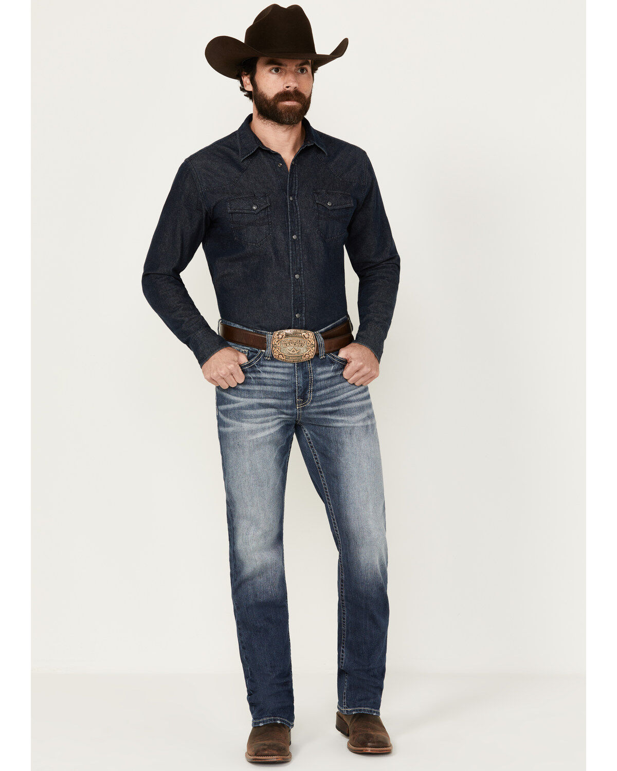 Men's Cody James Medium Wash Alamo Slim Straight Stretch Denim Jeans