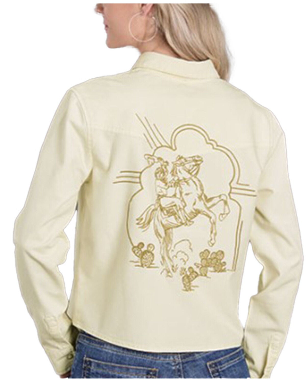 Women's Stetson Embroidered Long Sleeve Snap Western Denim Shirt