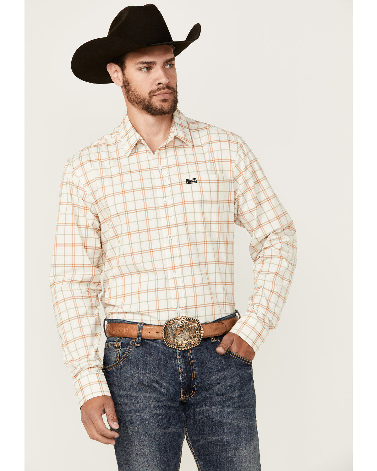 Men's Kimes Ranch Lucas Plaid Print Long Sleeve Button-Down Performanc