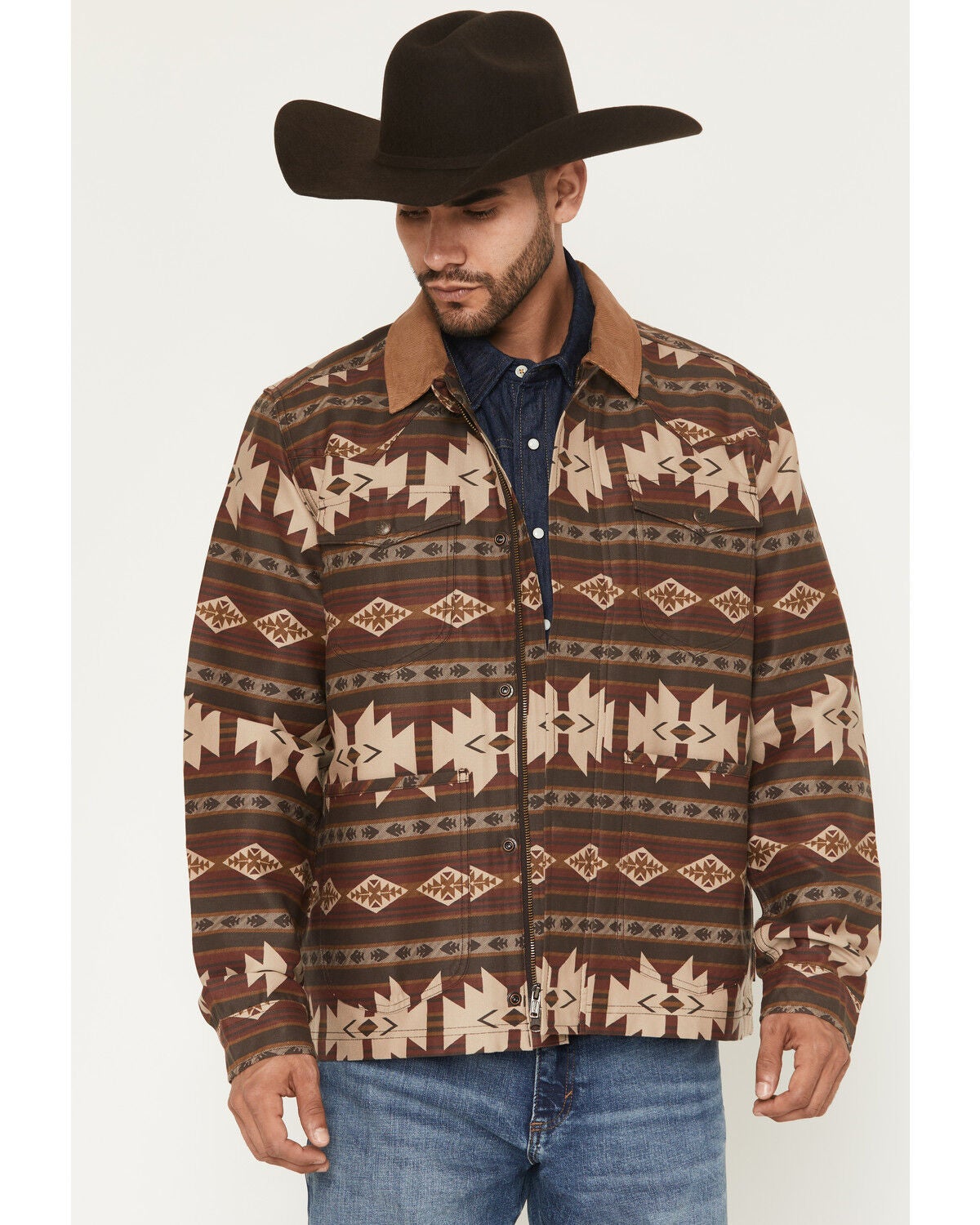 Men's Cody James FR Buck Southwestern Print Barn Coat