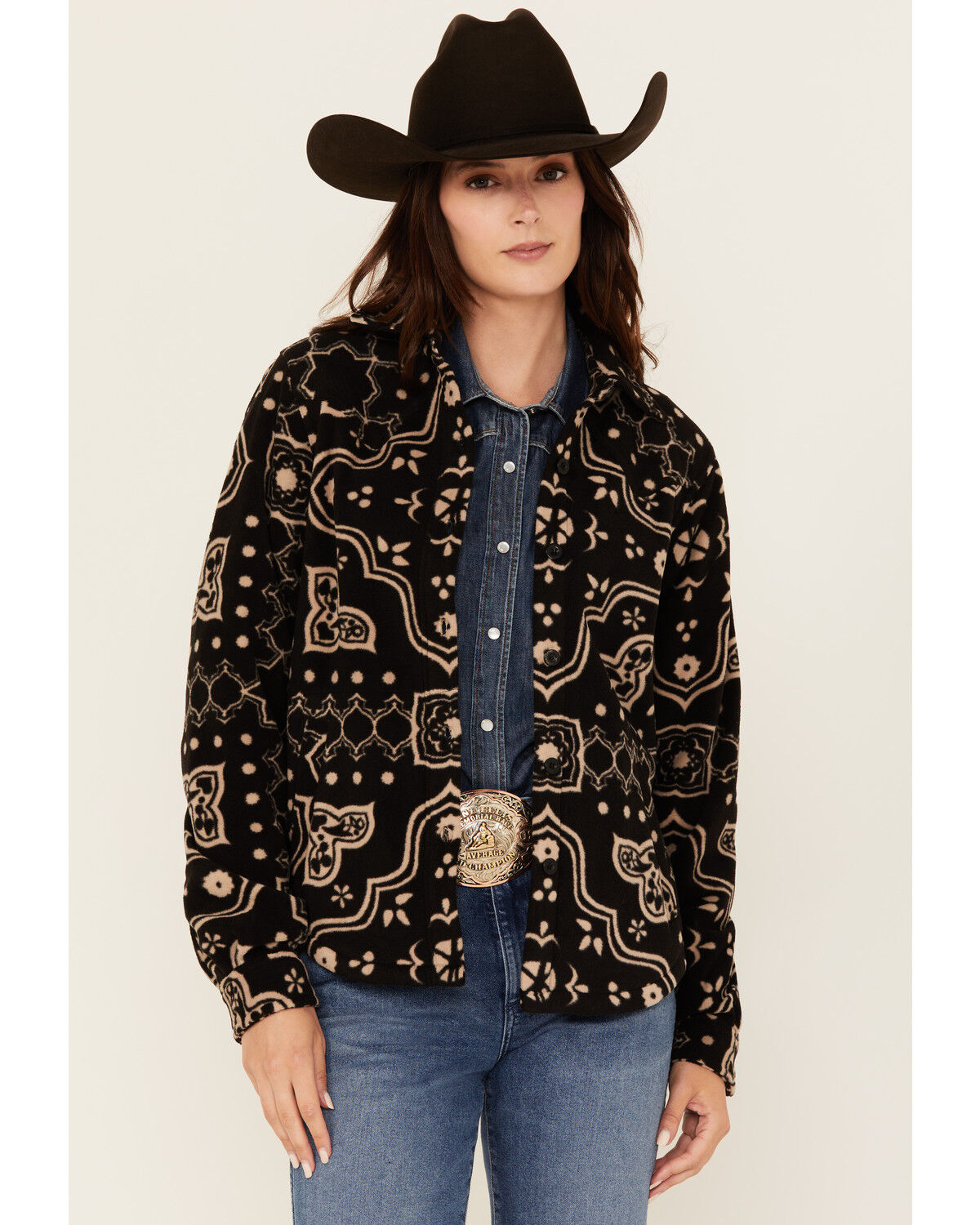 Women's Outback Trading Co Bandana Print Fleece Button-Down Western Sh