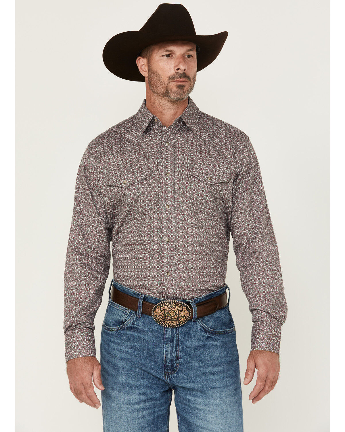 Men's Wrangler 20X Geo Print Long Sleeve Snap Stretch Western Shirt