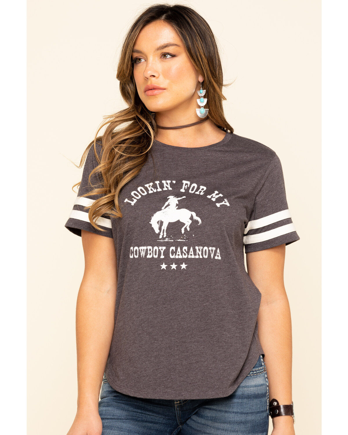 Women's Cut & Paste Cowboy Casanova Football Tee