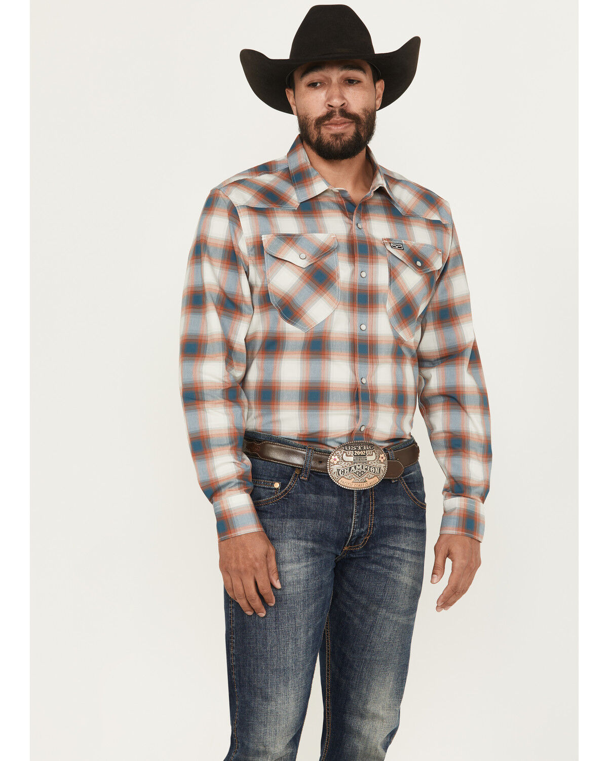 Men's Kimes Ranch Hays Plaid Print Long Sleeve Snap Stretch Western Sh