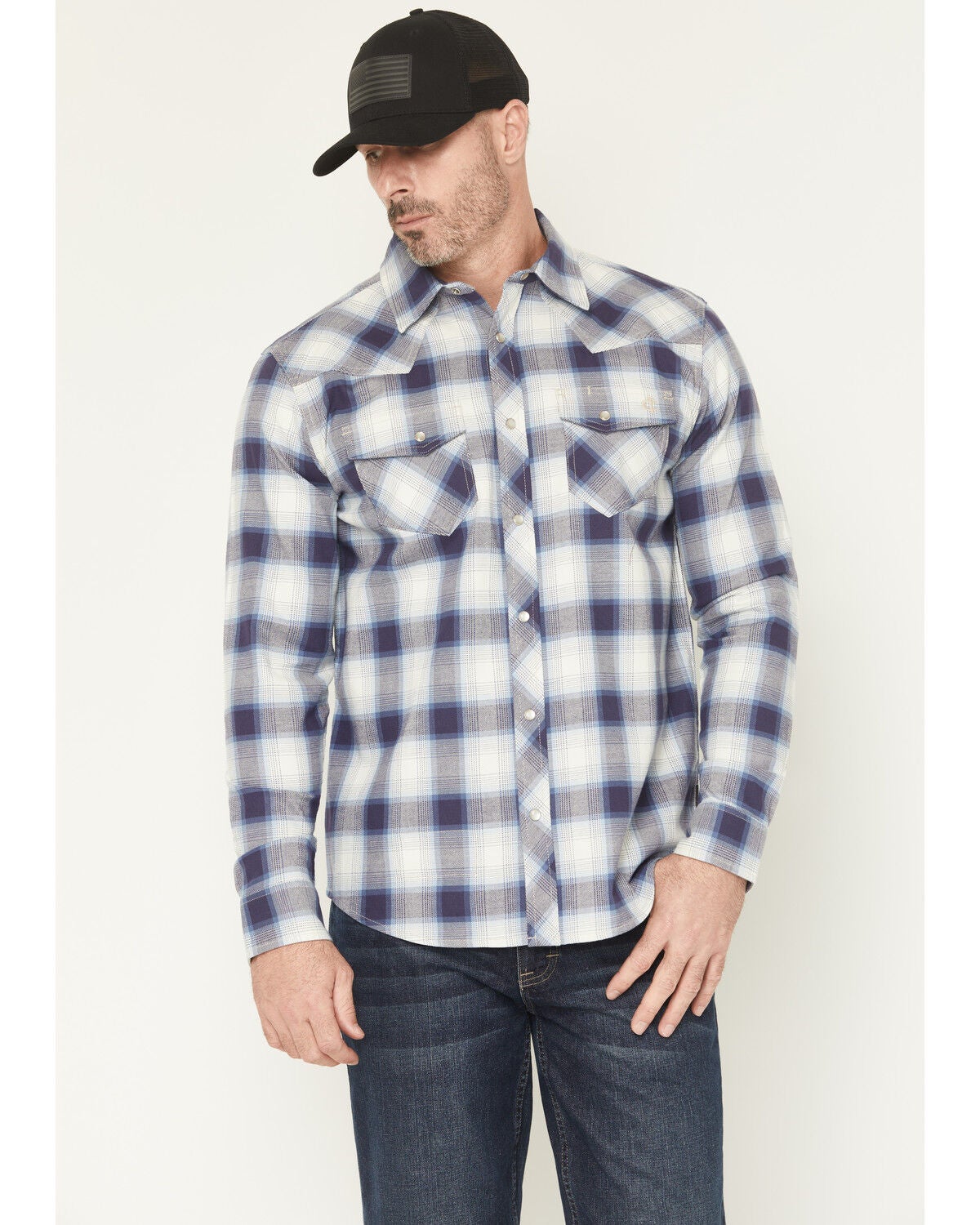 Men's Cody James FR Tex Plaid Print Long Sleeve Snap Work Shirt