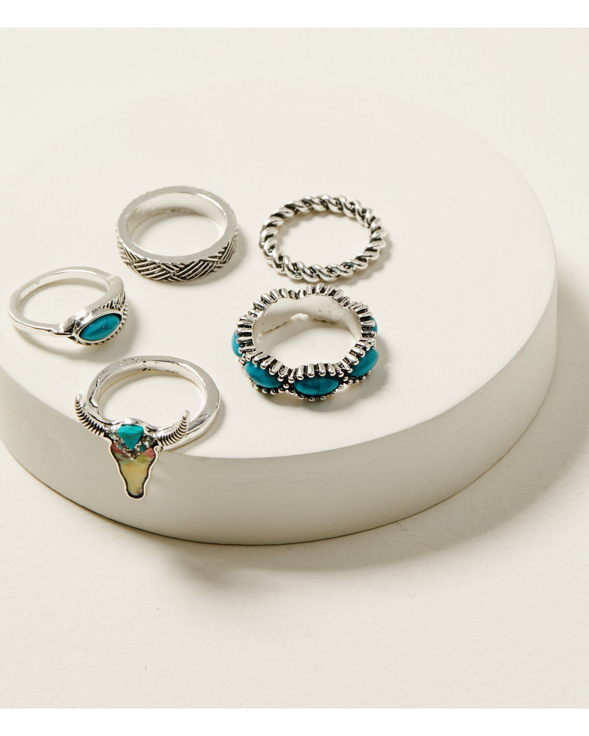 Women's Shyanne Steer Head and Feather Ring Set - 5 Piece