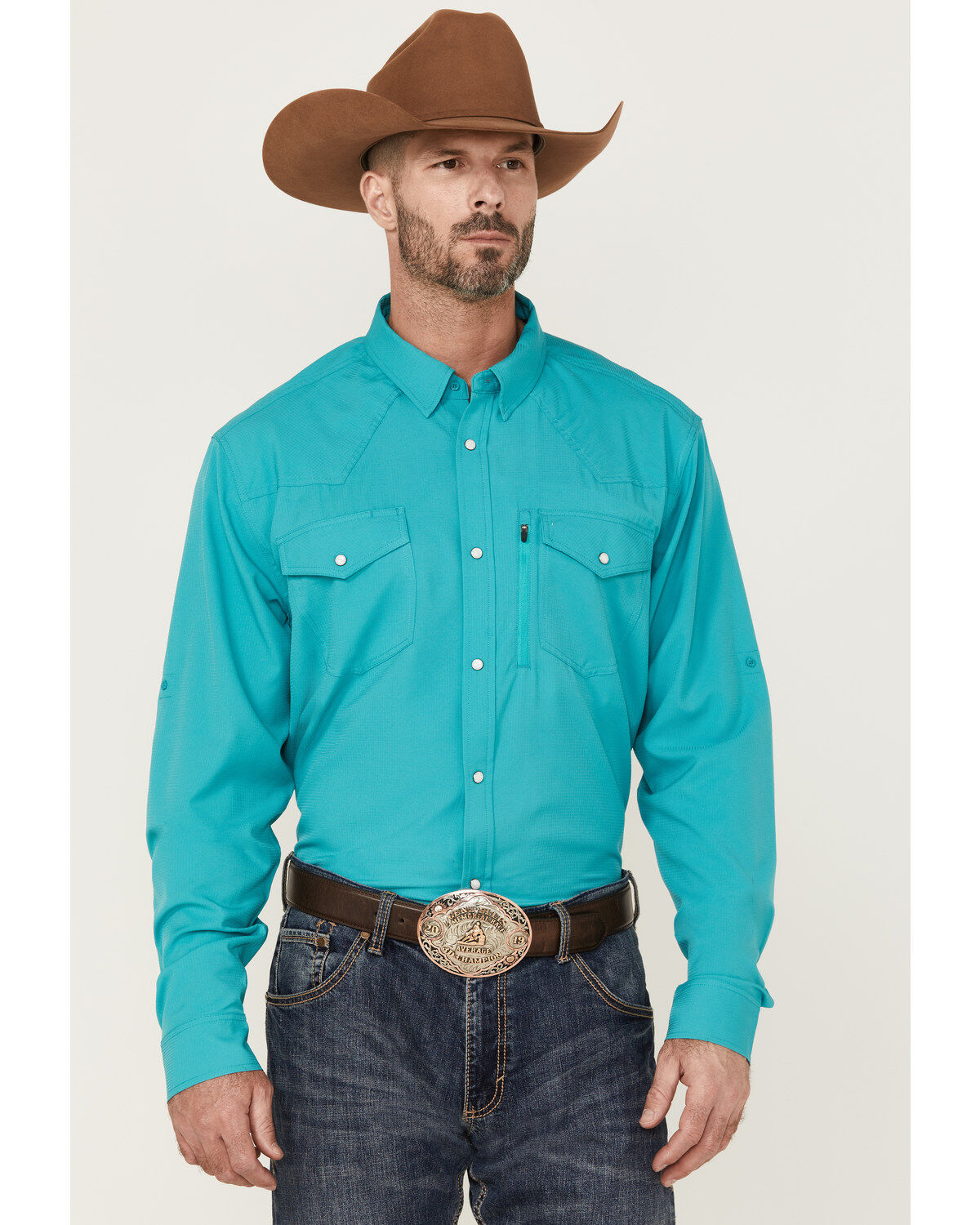 Men's RANK 45 Roughie Tech Long Sleeve Pearl Snap Western Shirt