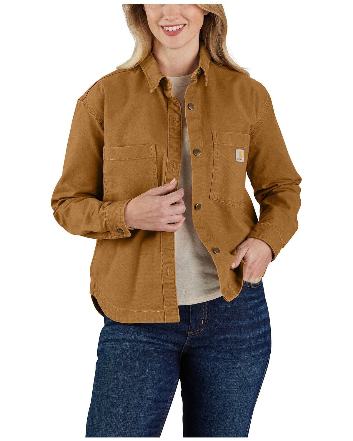 Women's Carhartt Rugged Flex Loose Fit Heavyweight Duck Long Sleeve B
