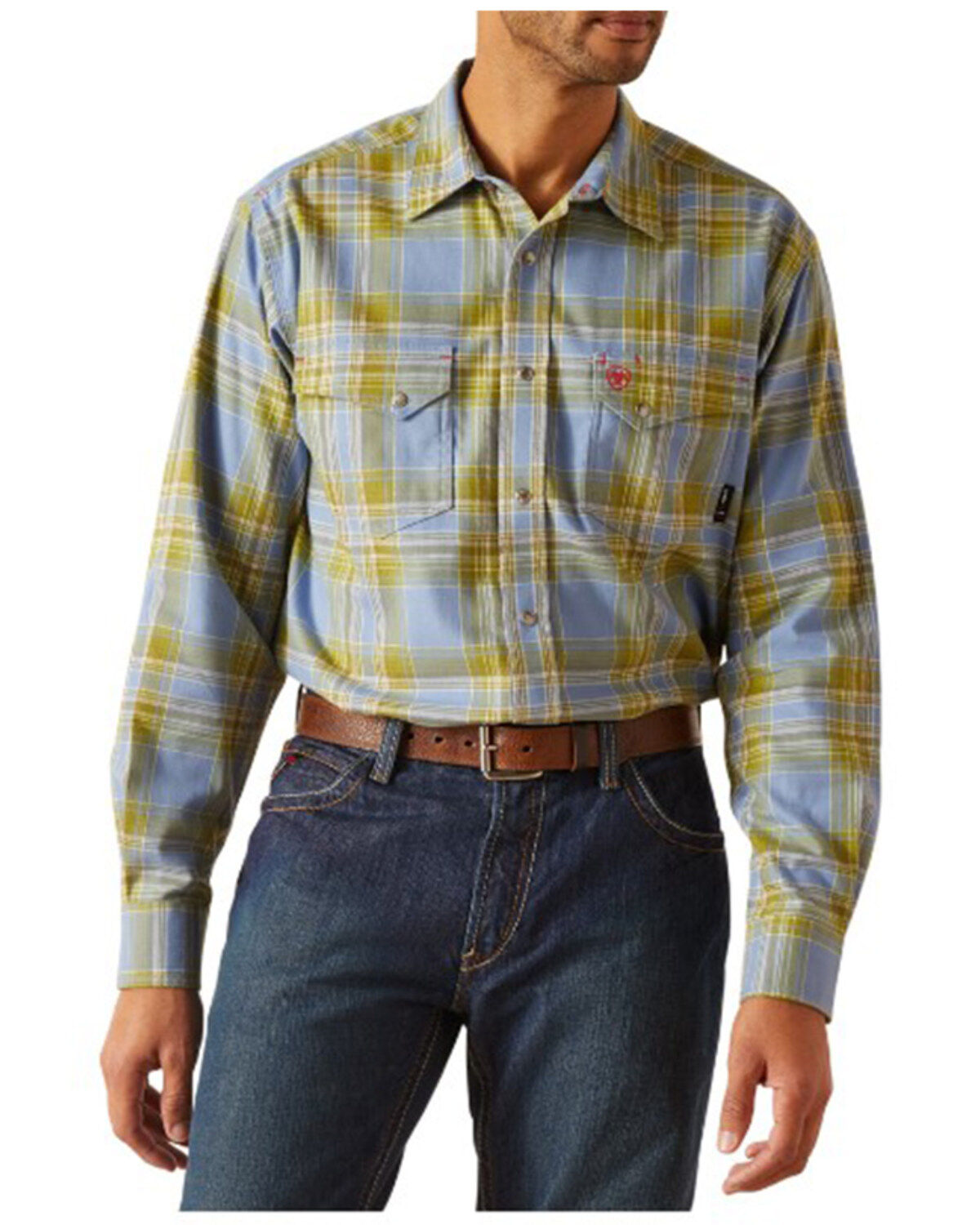 Men's Ariat FR Chesapeake Plaid Print Long Sleeve Snap Work Shirt