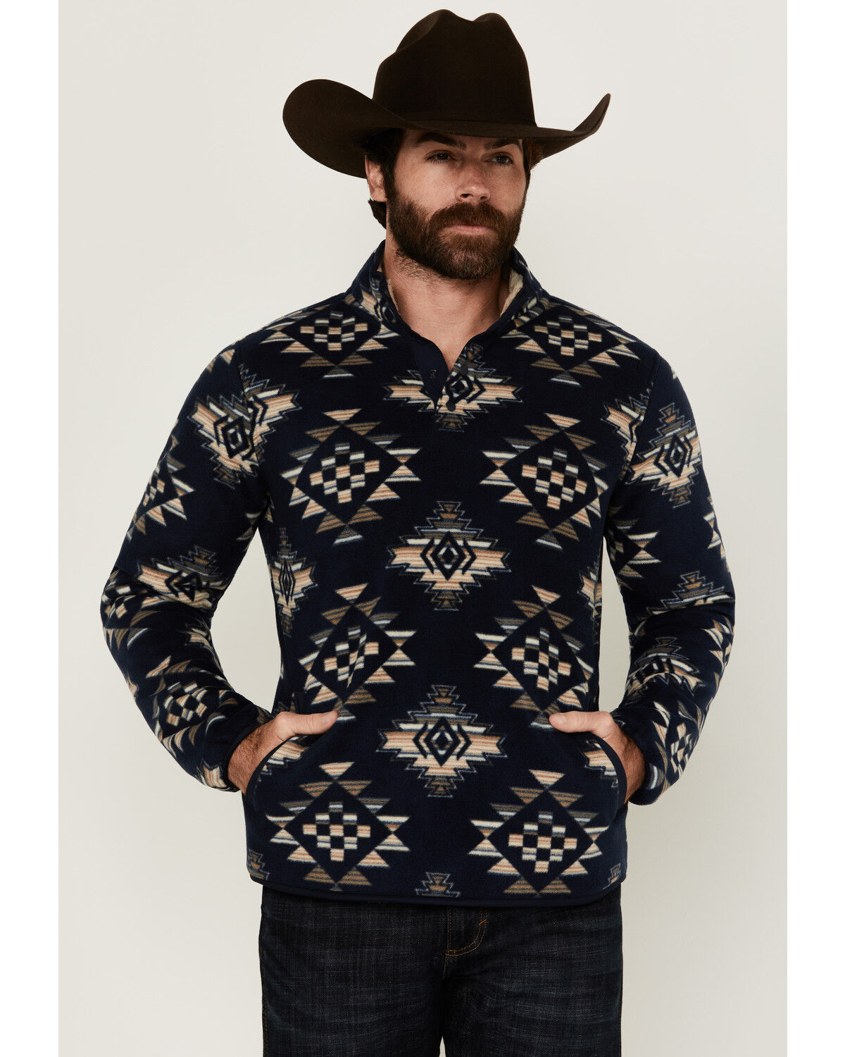 Men's Cody James Roy Southwestern Print 1/4 Snap Fleece Pullover