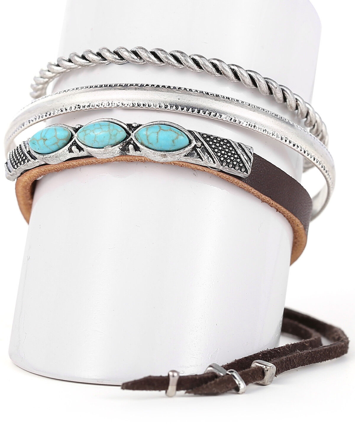 Women's Cowgirl Confetti Rolling Stone Cuff Bracelet Set - 3 Piece