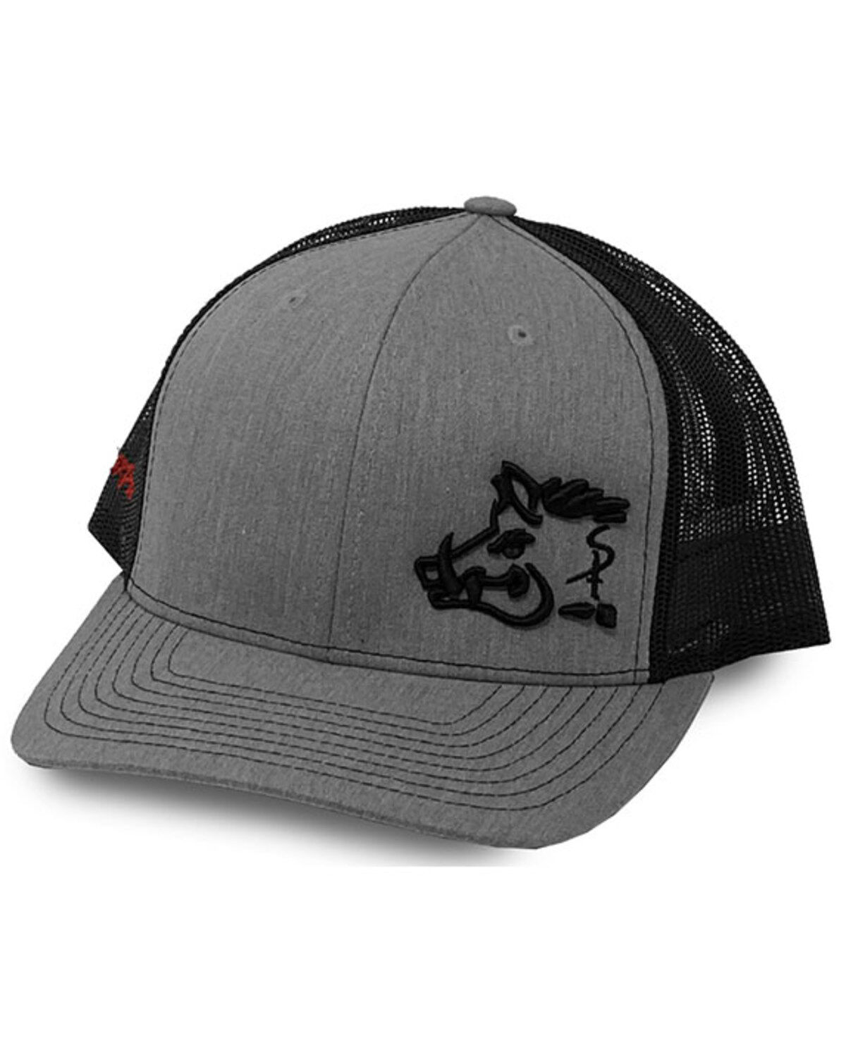 Men's Oil Field Hats Heather Sniper Pig Embroidered Mesh-Back Ball Cap
