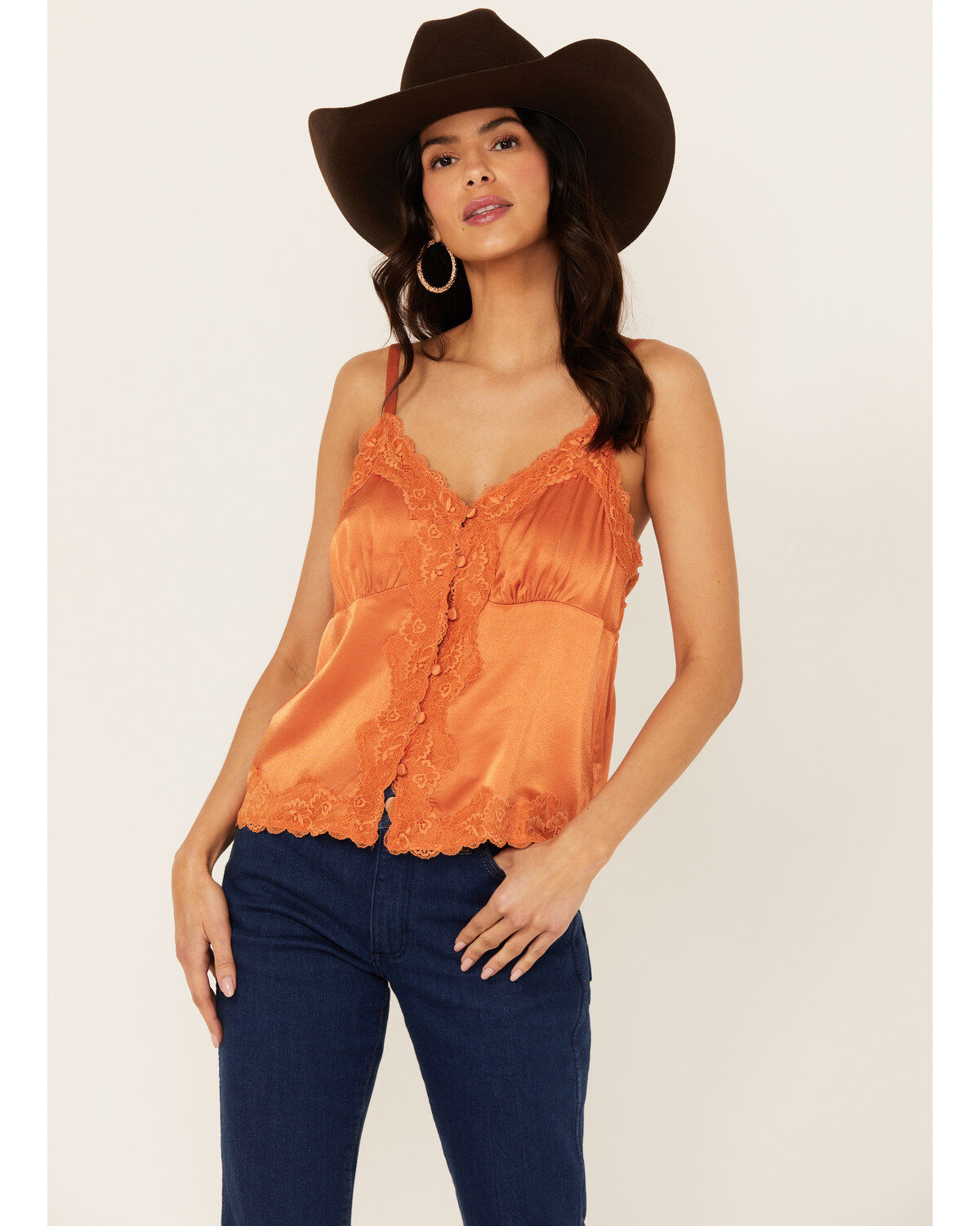 Women's Shyanne Lace Trim Satin Cami