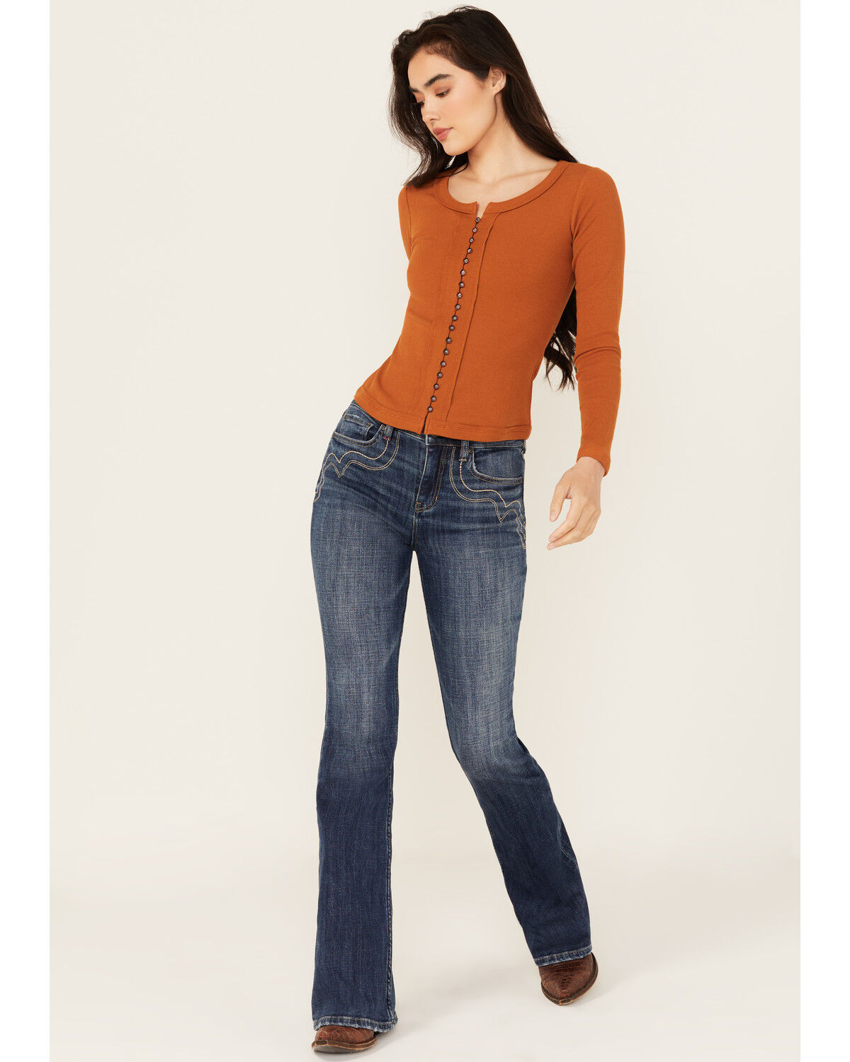 Women's Idyllwind Vistaview Medium Wash Embroidered Flare Stretch Deni