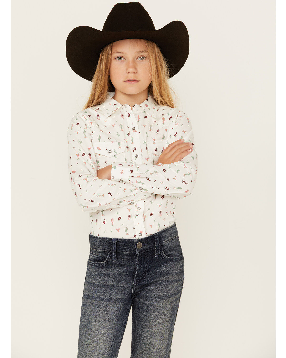 Girls' Ariat Santa Fe Print Long Sleeve Snap Western Shirt