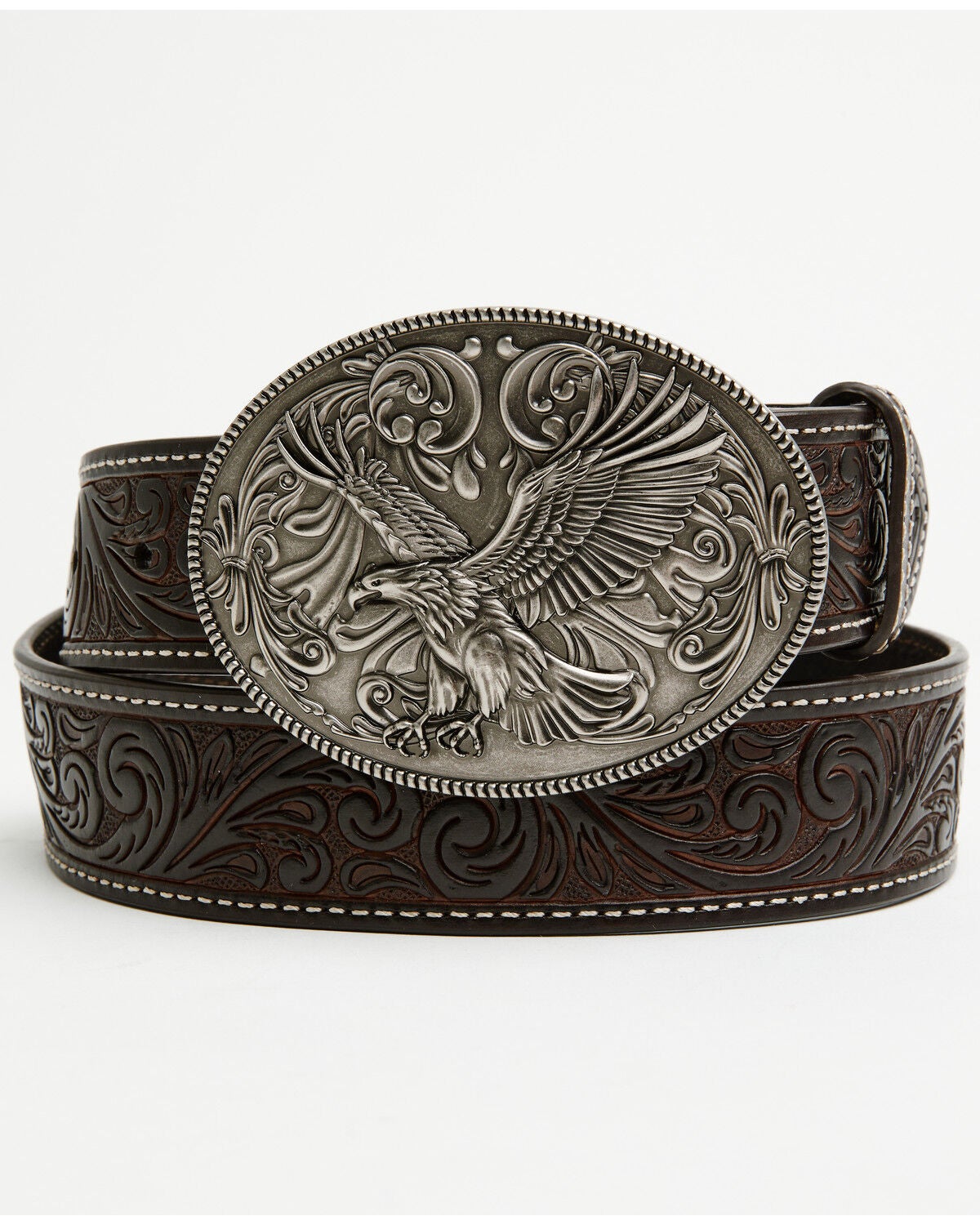 Men's Cody James Lander Tooled Leather Buckle Belt