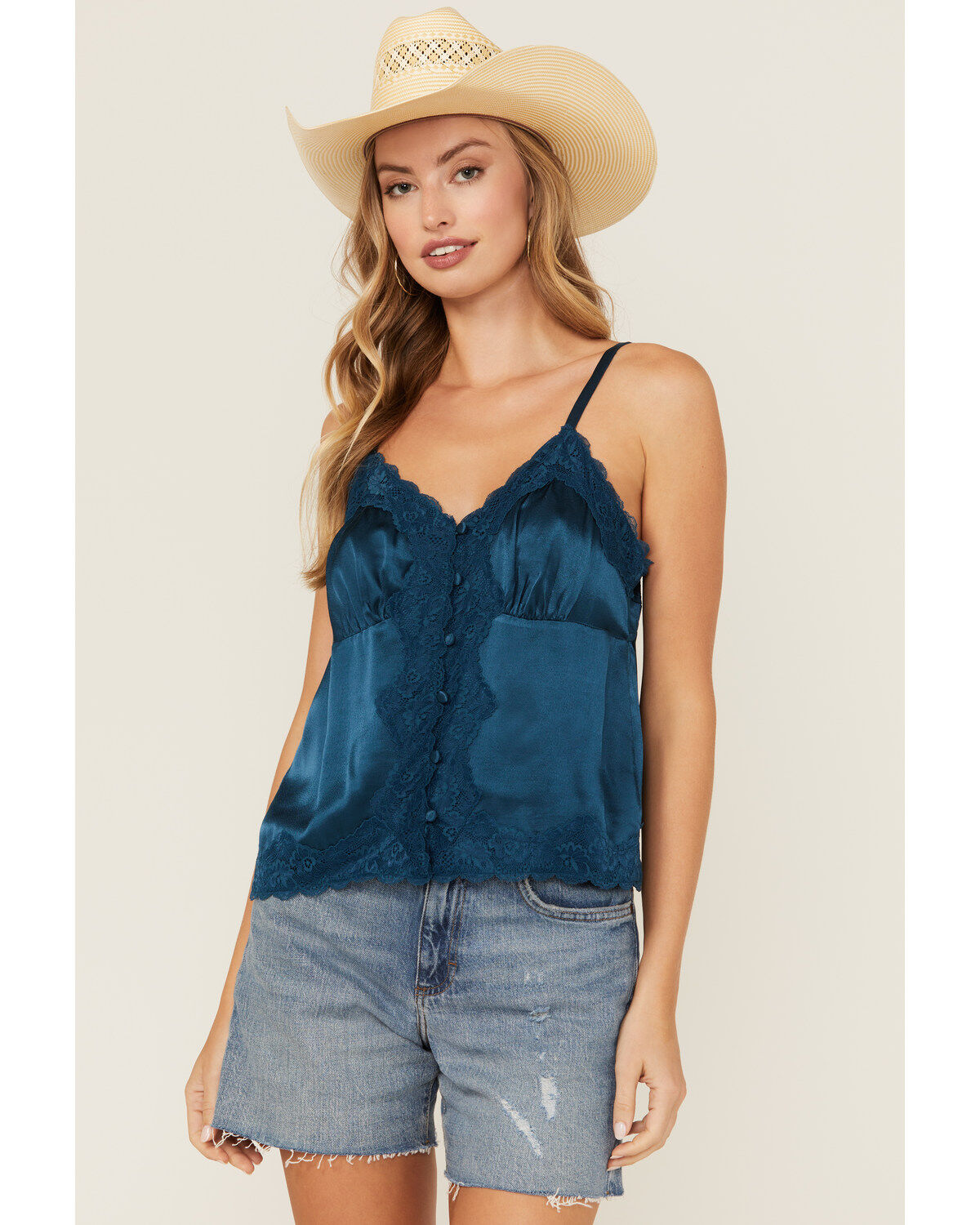 Women's Shyanne Lace Trim Satin Cami