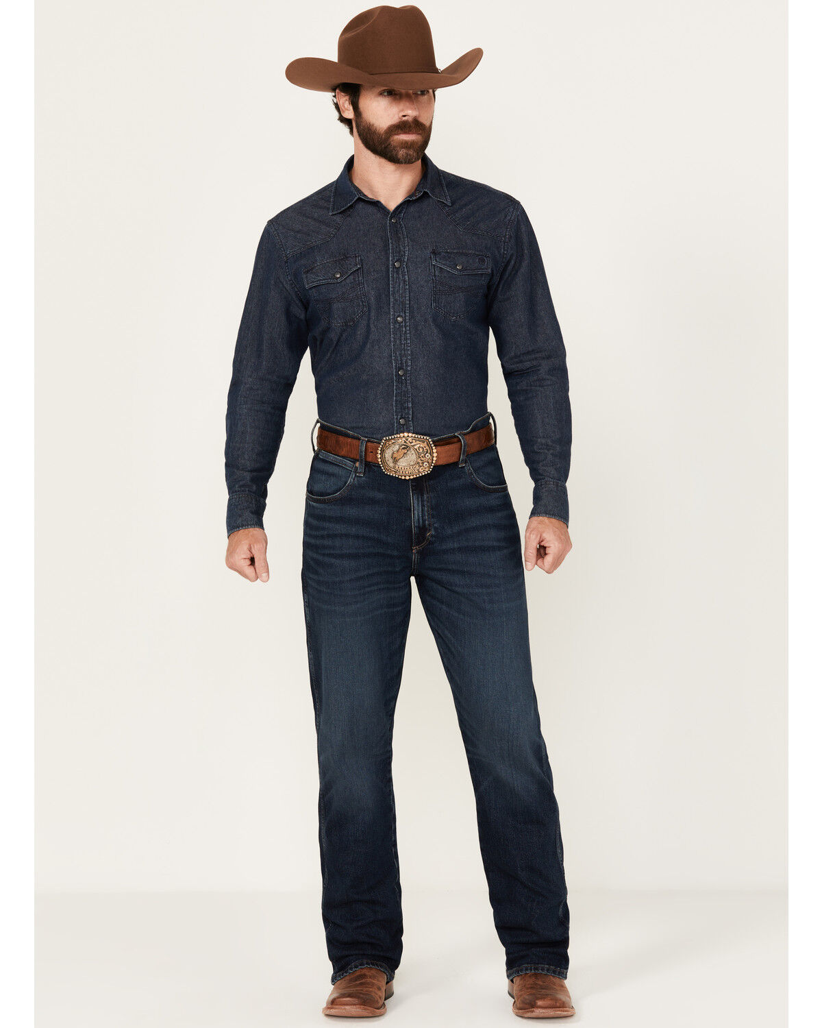 Men's Wrangler Retro Darren Dark Wash Relaxed Bootcut Stretch Denim Je