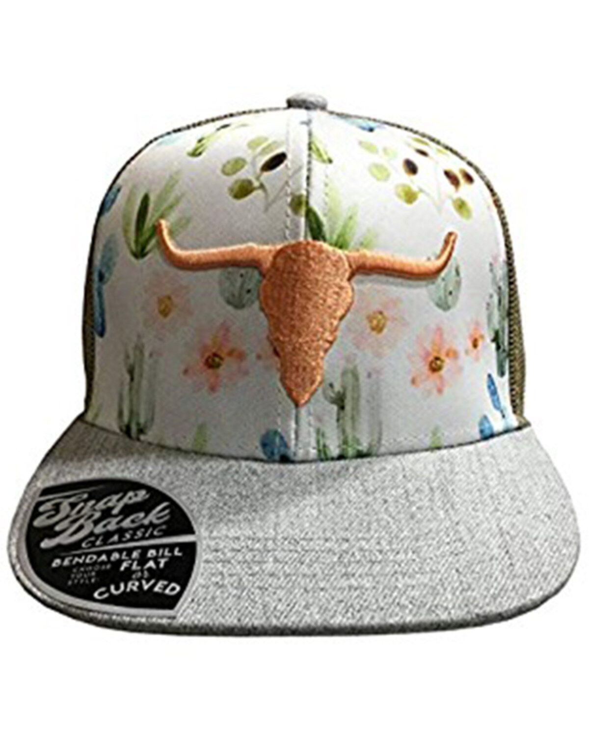 Women's John Deere Farm Girl Floral Print Steerhorn Mesh-Back Ball Cap