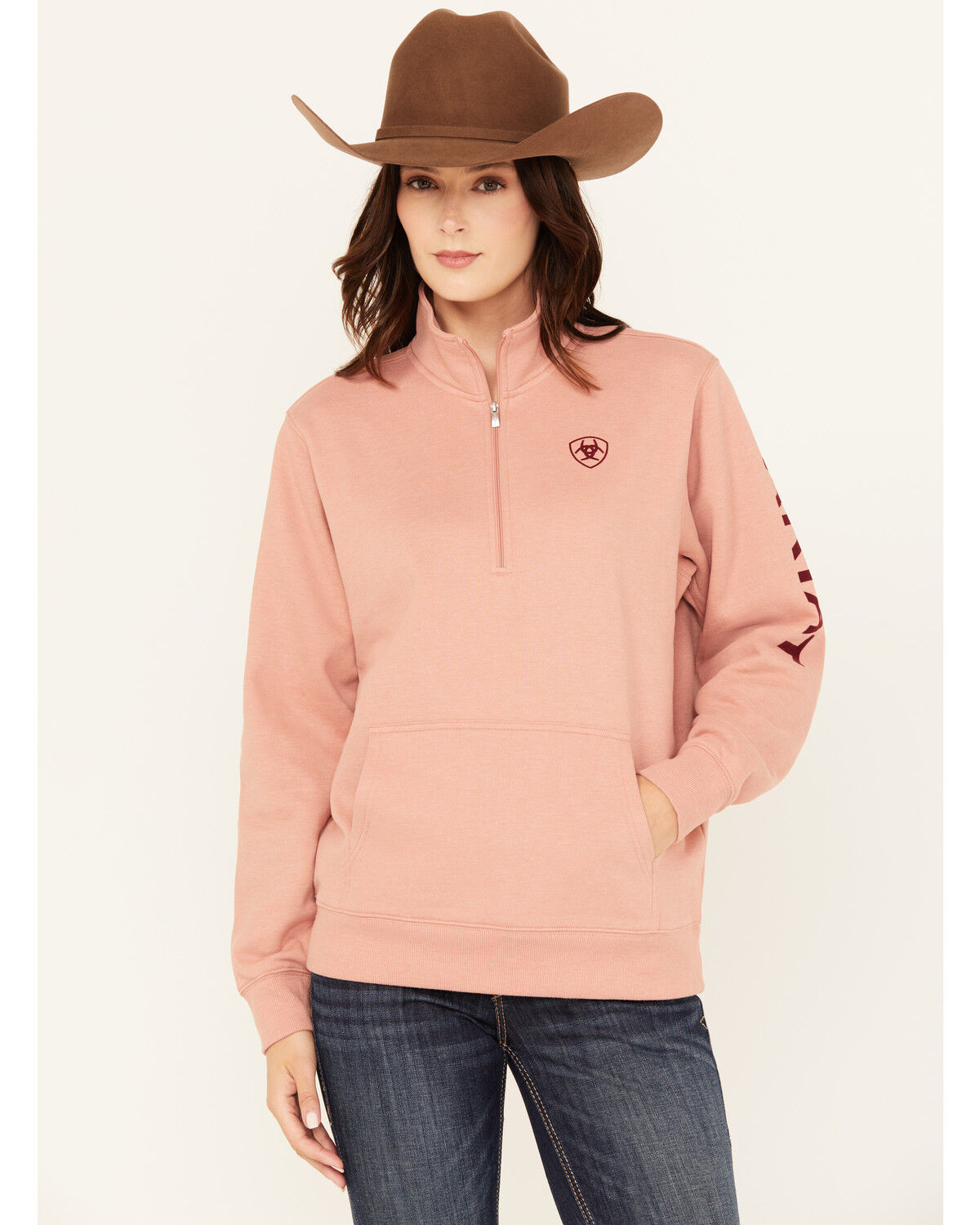 Women's Ariat Boot Barn Exclusive Half Zip Logo Pullover