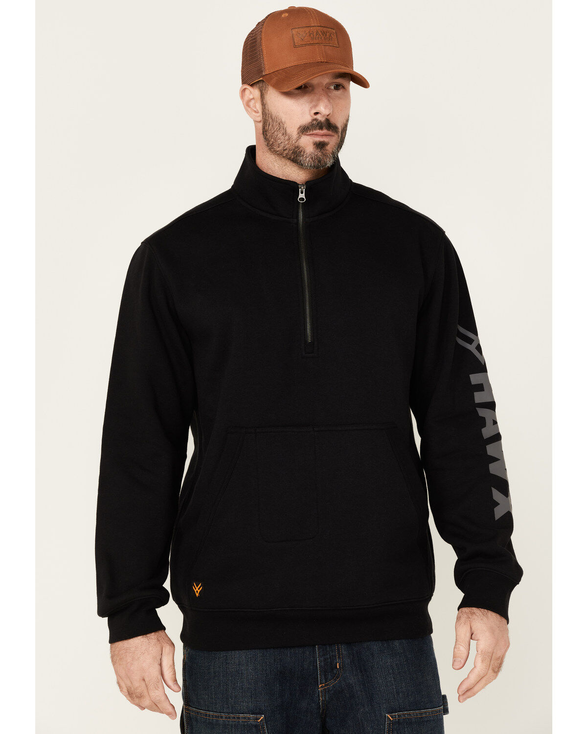 Men's Hawx Black Primo 1/4 Zip Work Fleece Pullover