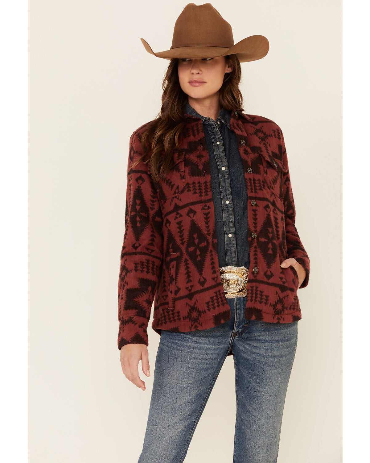 Women's Ariat R.E.A.L. Marsala Southwestern Print Shirt Jacket