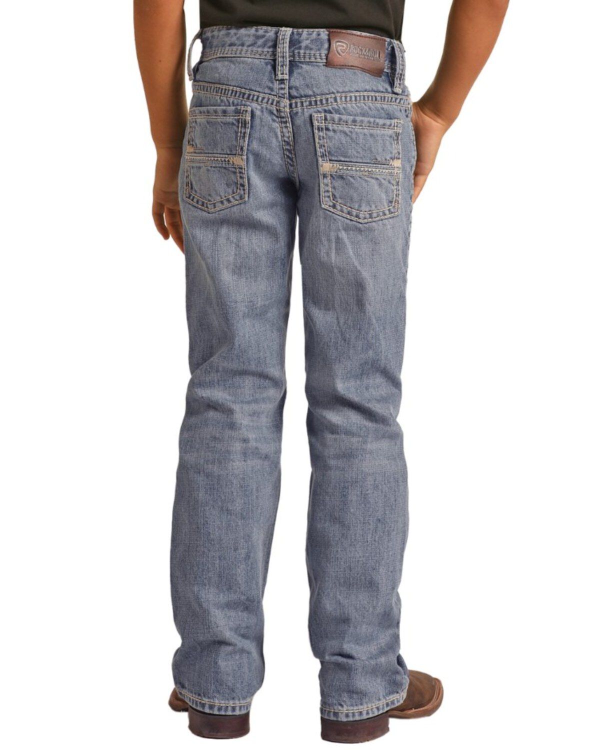 Boys' Rock & Roll Denim Medium Wash Flat Seam Bootcut Denim Jeans
