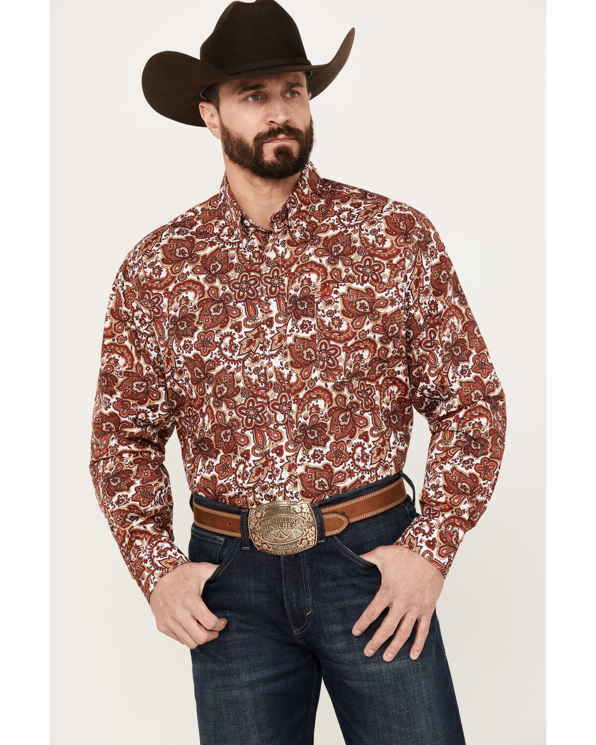 Men's Cinch Paisley Print Long Sleeve Button Down Western Shirt