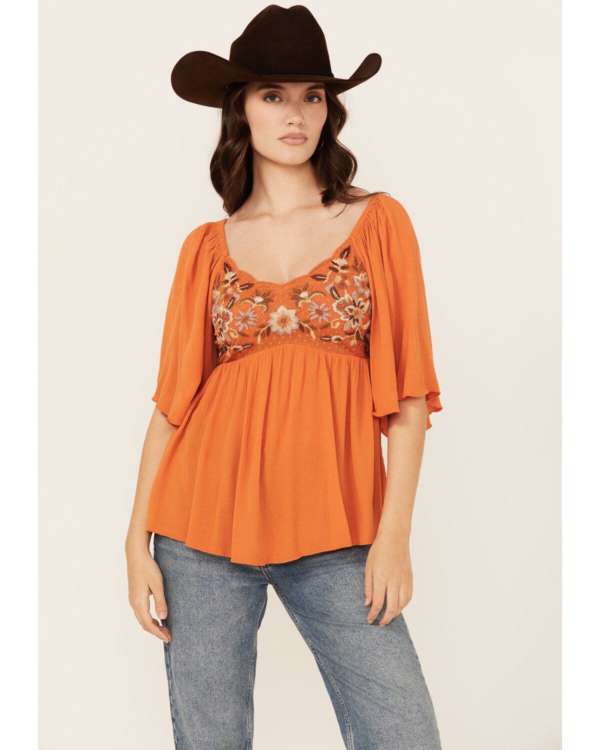 Women's Shyanne Peasant Embroidered Short Sleeve Shirt