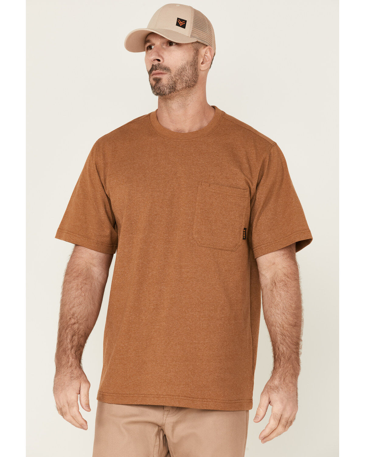 Men's Hawx Rust Copper Force Heavyweight Short Sleeve Work Pocket T-Sh