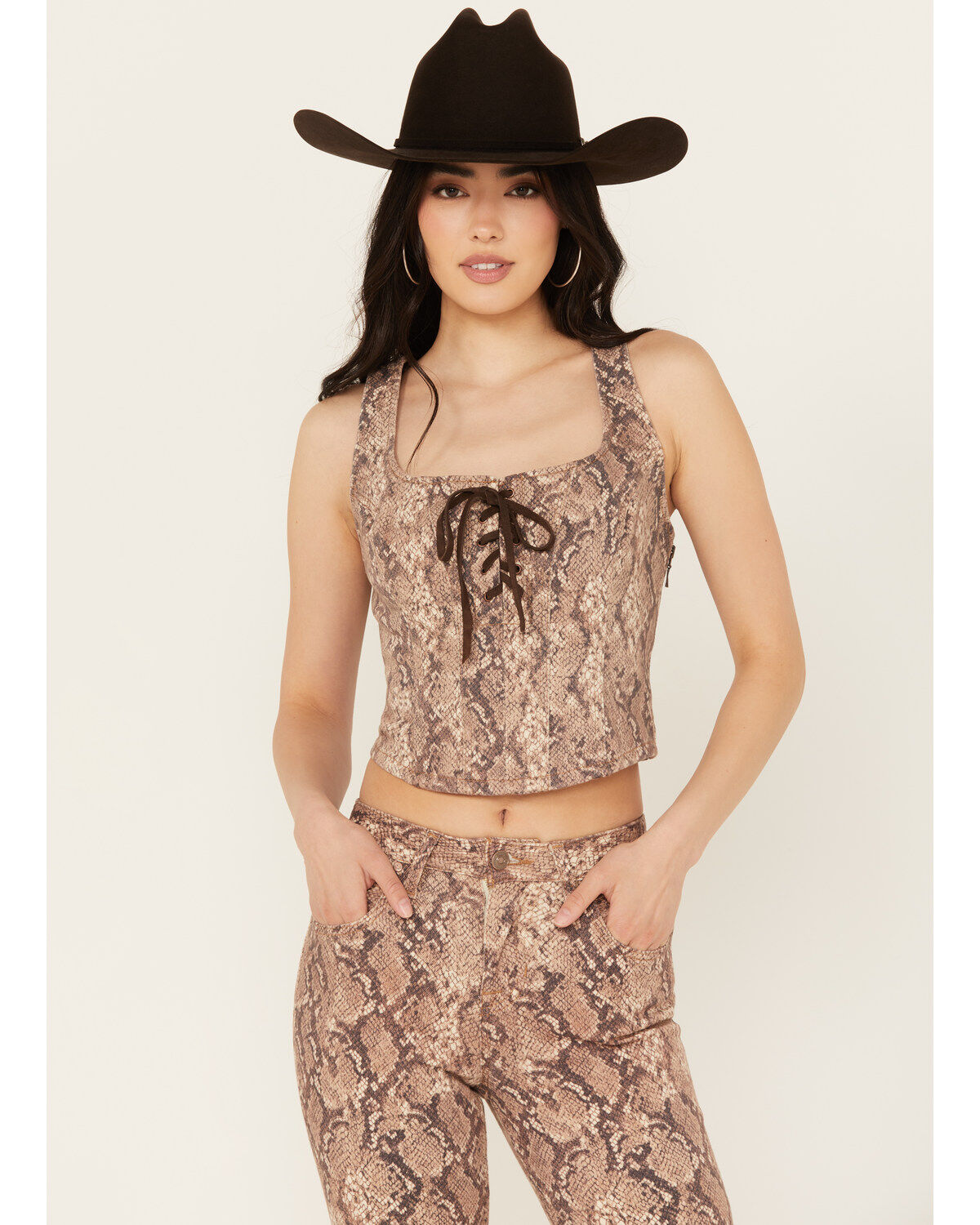 Women's Shyanne Snake Print Cropped Corset Top