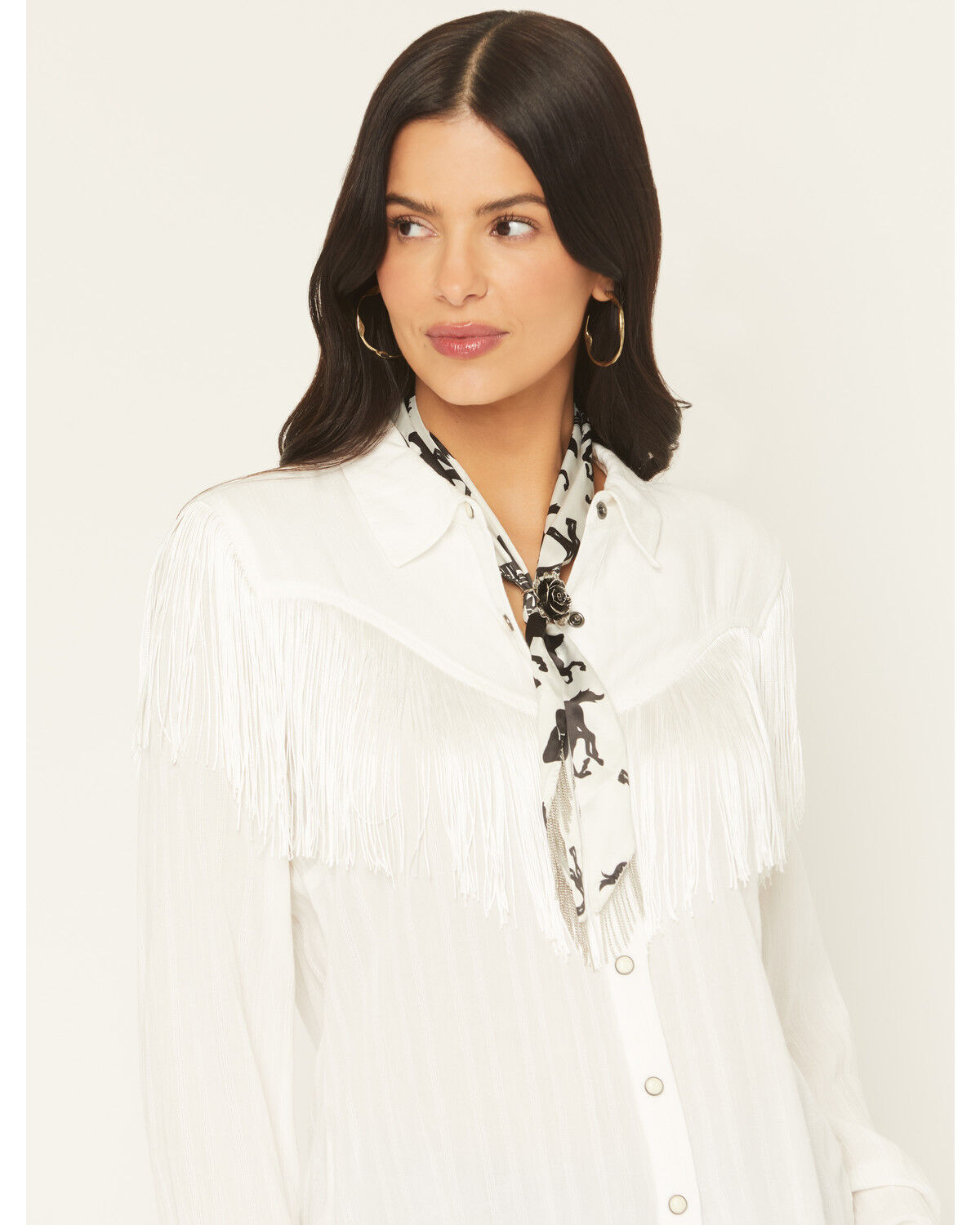 Women's Idyllwind Georgia Chain Fringe Bandana Necklace with Rose Slid