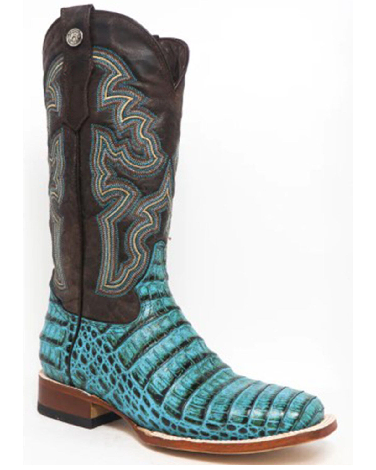 Women's Tanner Mark Agave Sky Faux Caiman Western Boots - Broad Square