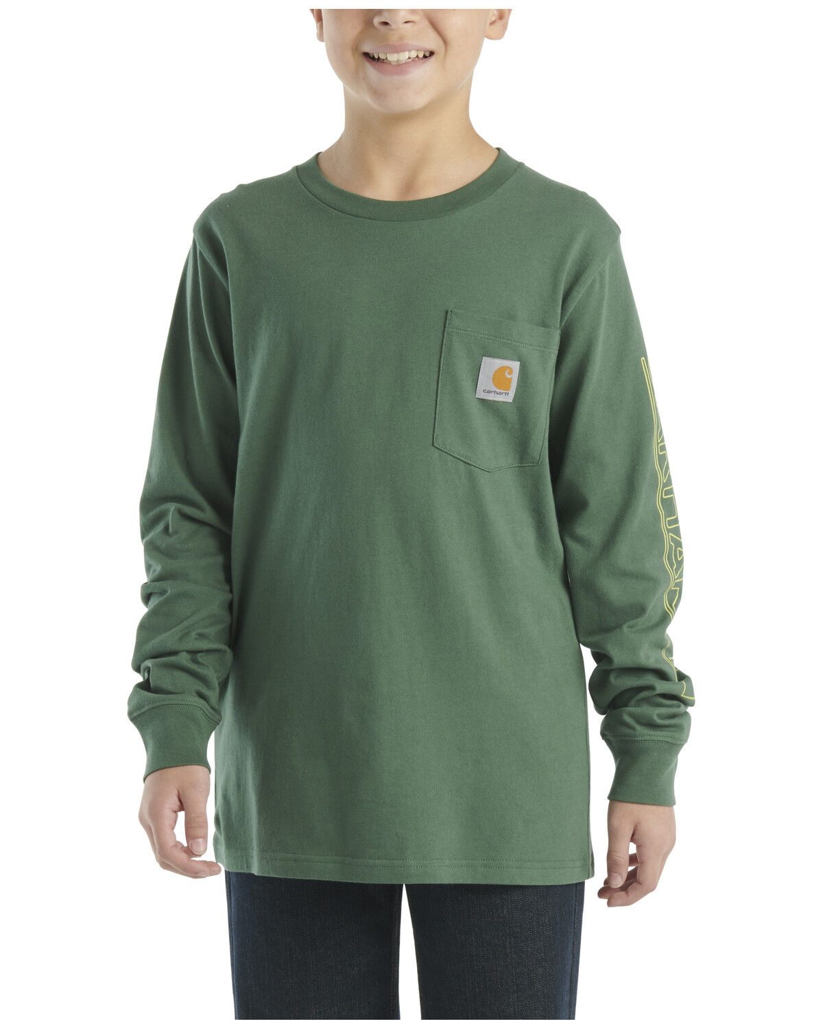 Boys' Carhartt Solid Logo Long Sleeve Pocket T-Shirt
