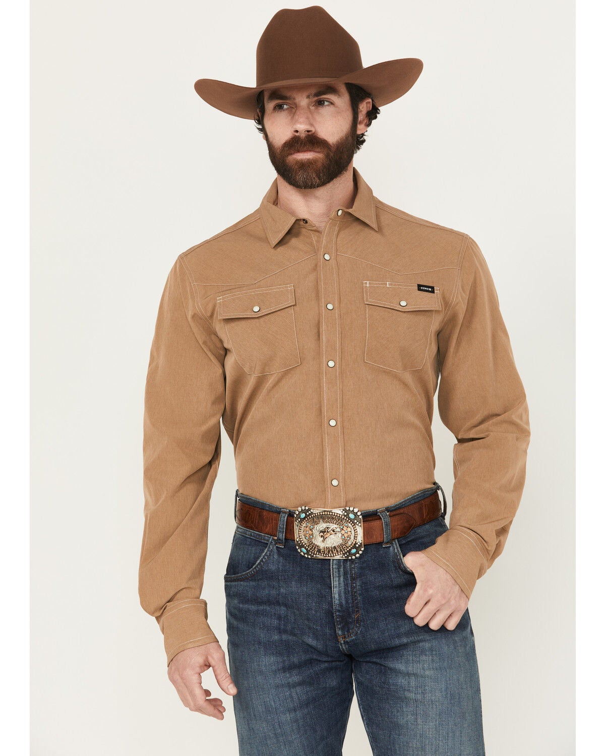 Men's Cinch Solid Arenaflex Long Sleeve Snap Western Performance Shirt