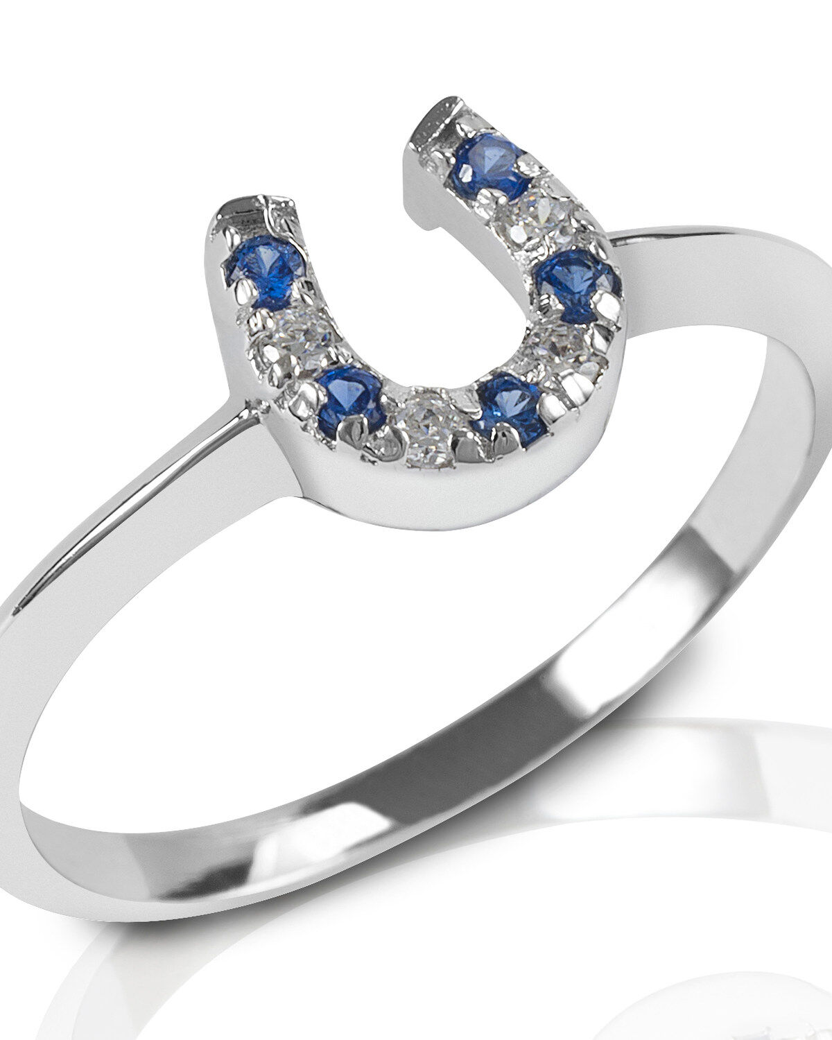 Women's Kelly Herd Blue & Clear Horseshoe Ring