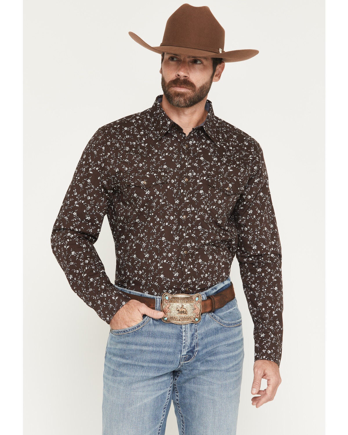 Men's Cody James Timberline Floral Print Long Sleeve Snap Western Shir