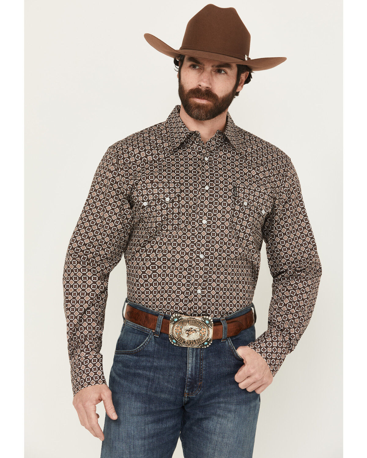 Men's Cinch Geo Print Long Sleeve Snap Western Shirt