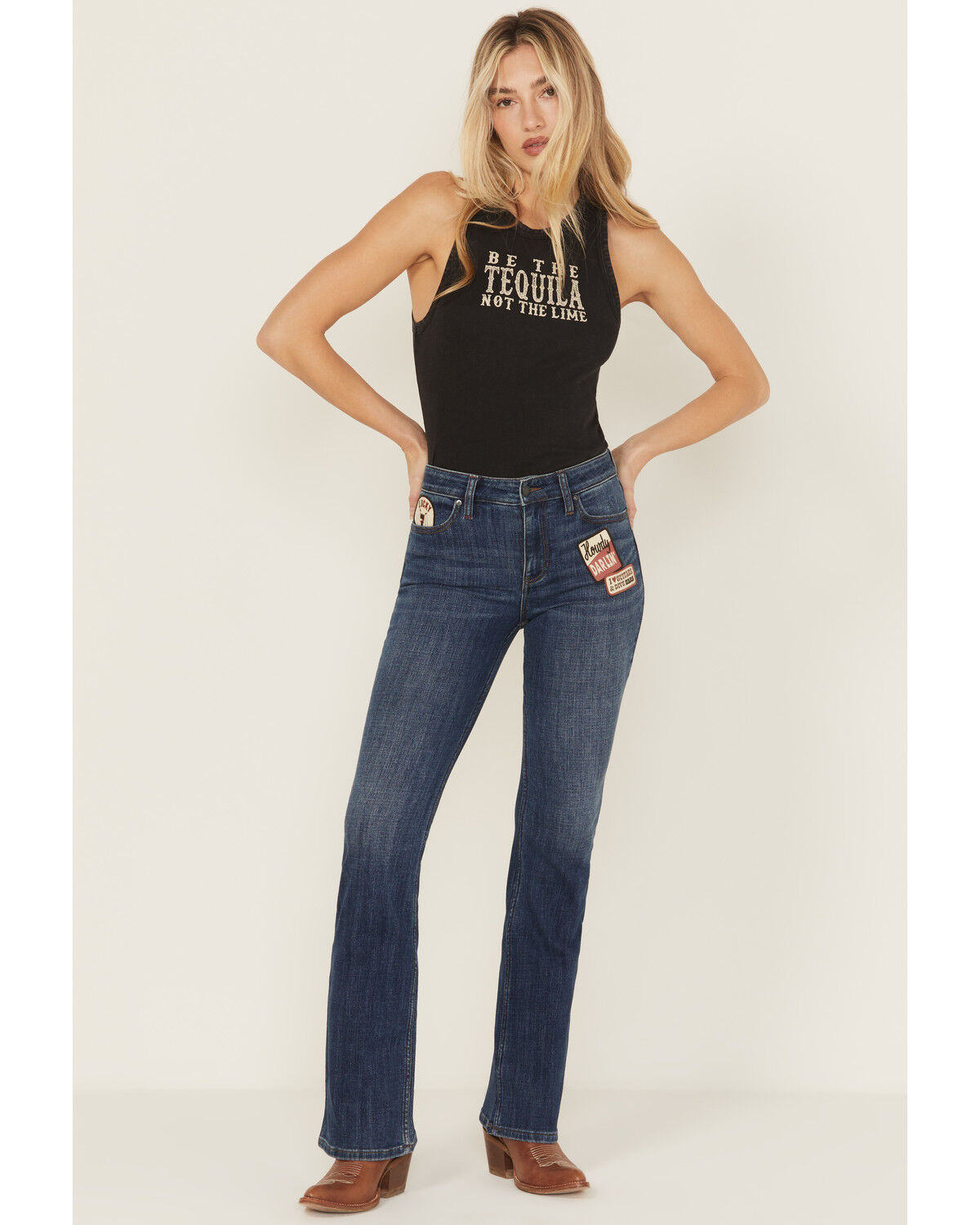 Women's Idyllwind Ellwood Dark Wash High Rise Patch Bootcut Super Stre