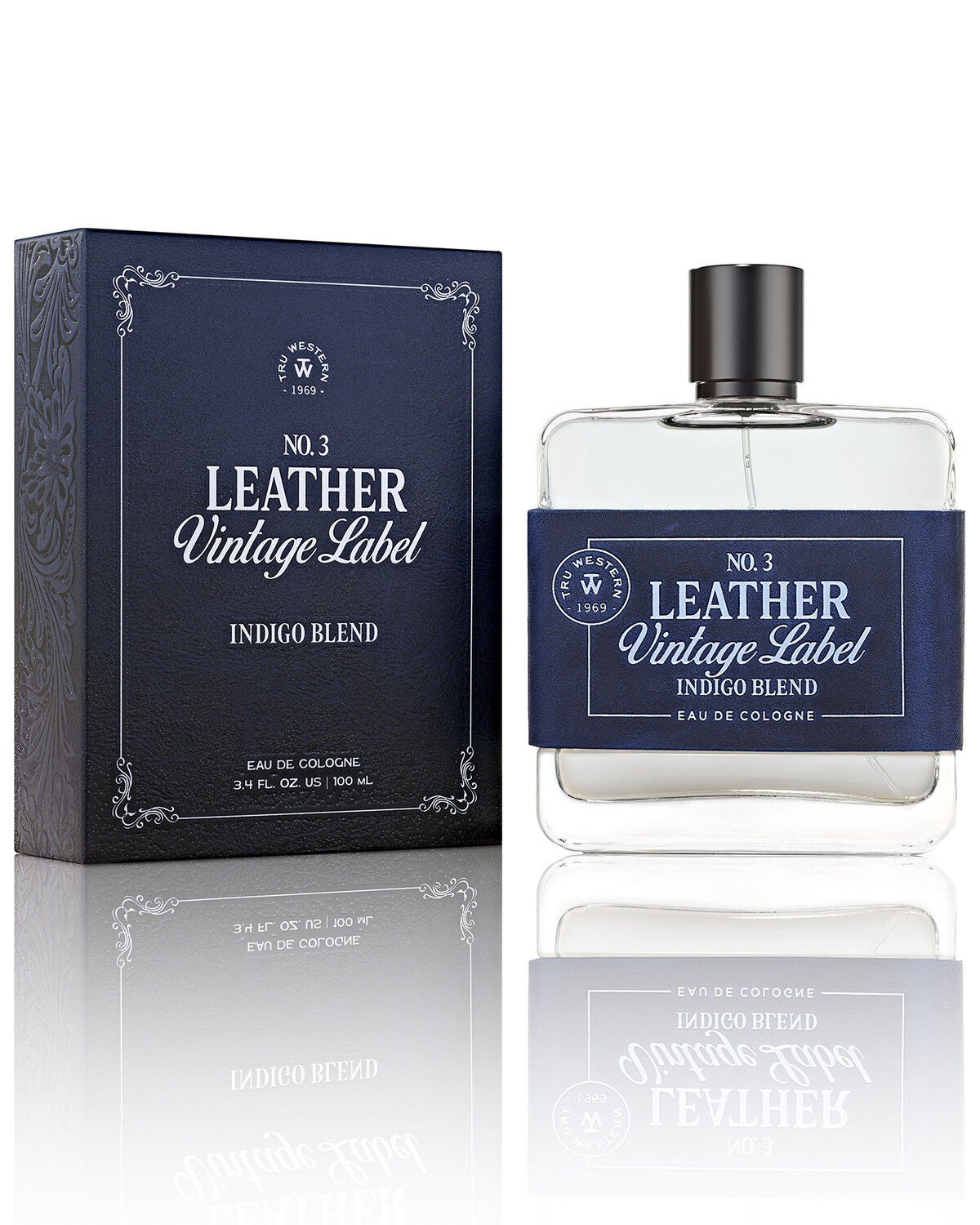 Men's Tru Fragrances No. 3 Leather Vintage Label Indigo Blend Eau de C