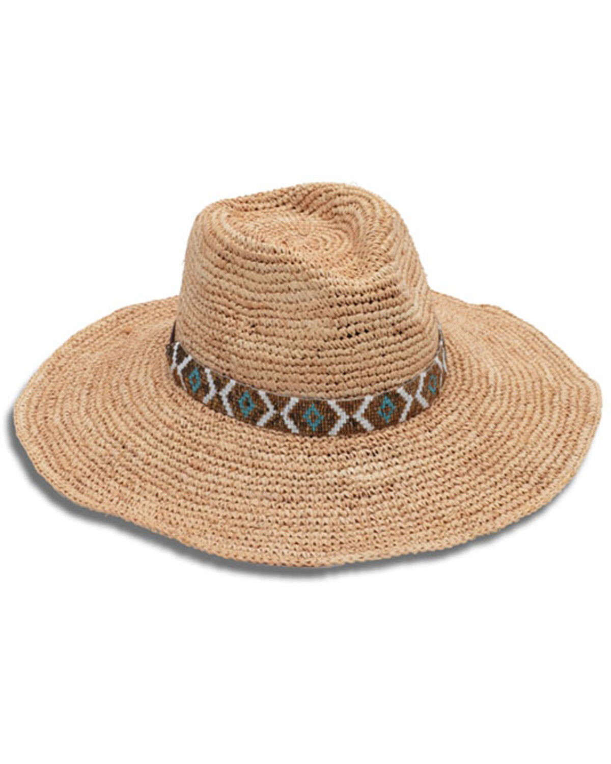 Women's Nikki Beach Metallic Diamonds Straw Western Fashion Hat