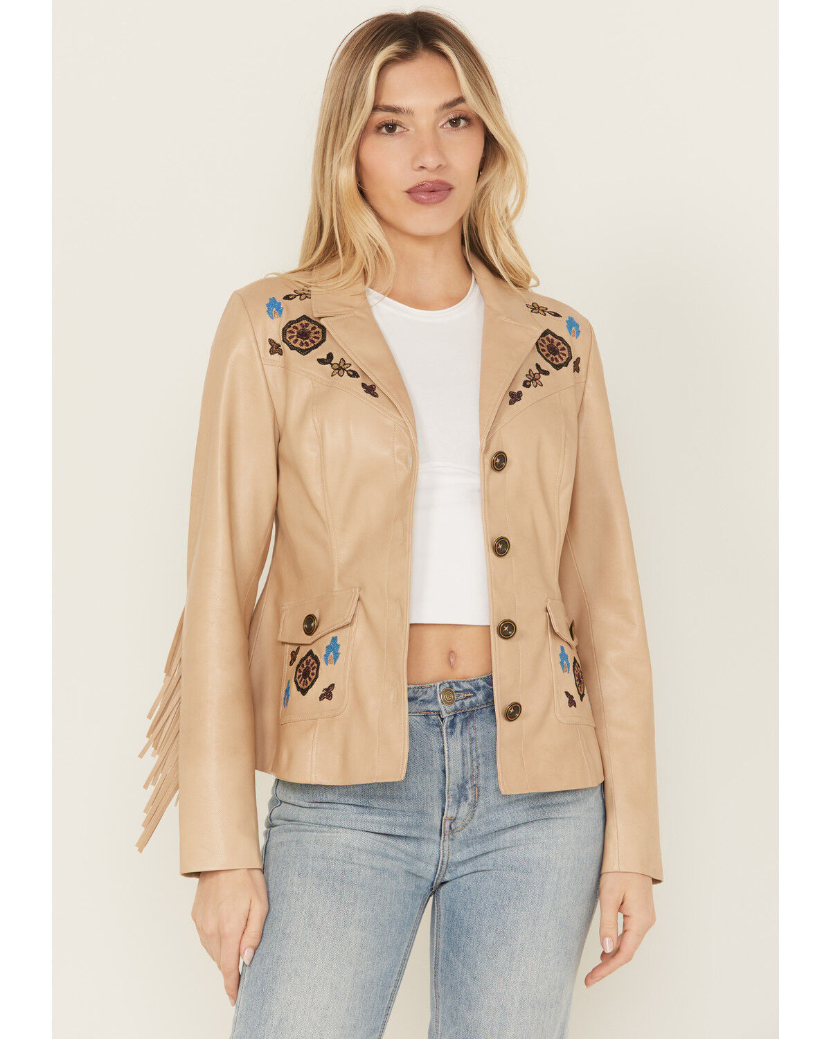 Women's Shyanne Embroidered Faux Leather Jacket