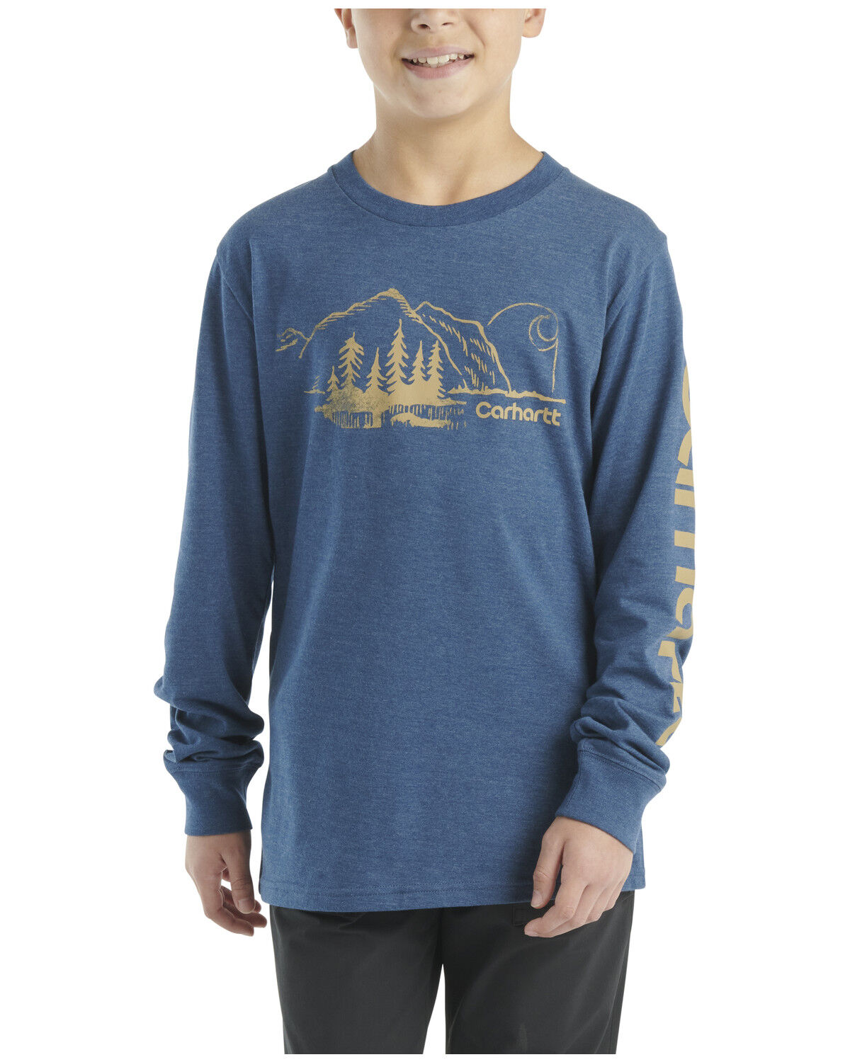 Boys' Carhartt Mountain Logo Print Long Sleeve Graphic Shirt
