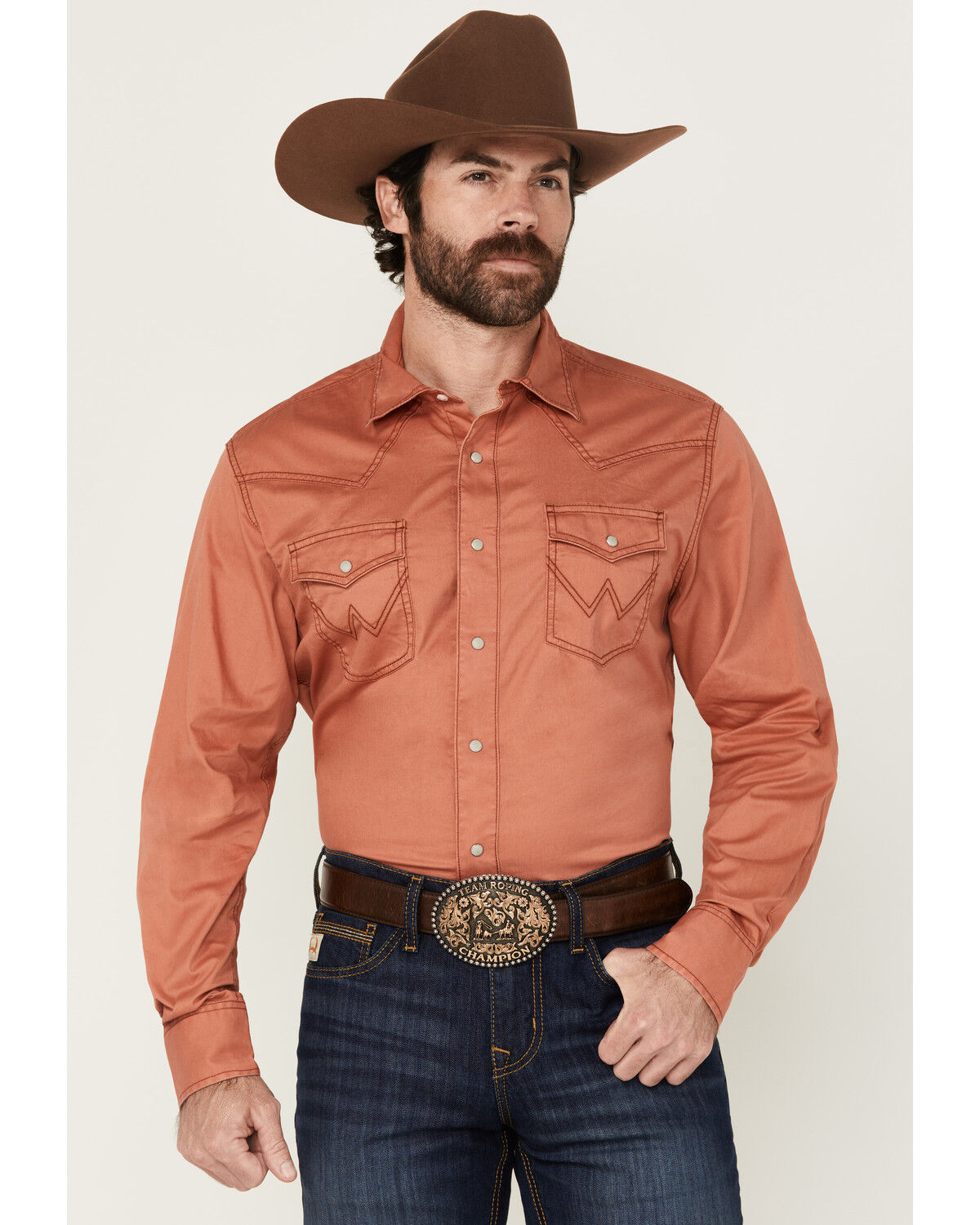 Men's Wrangler Retro Solid Long Sleeve Snap Western Shirt