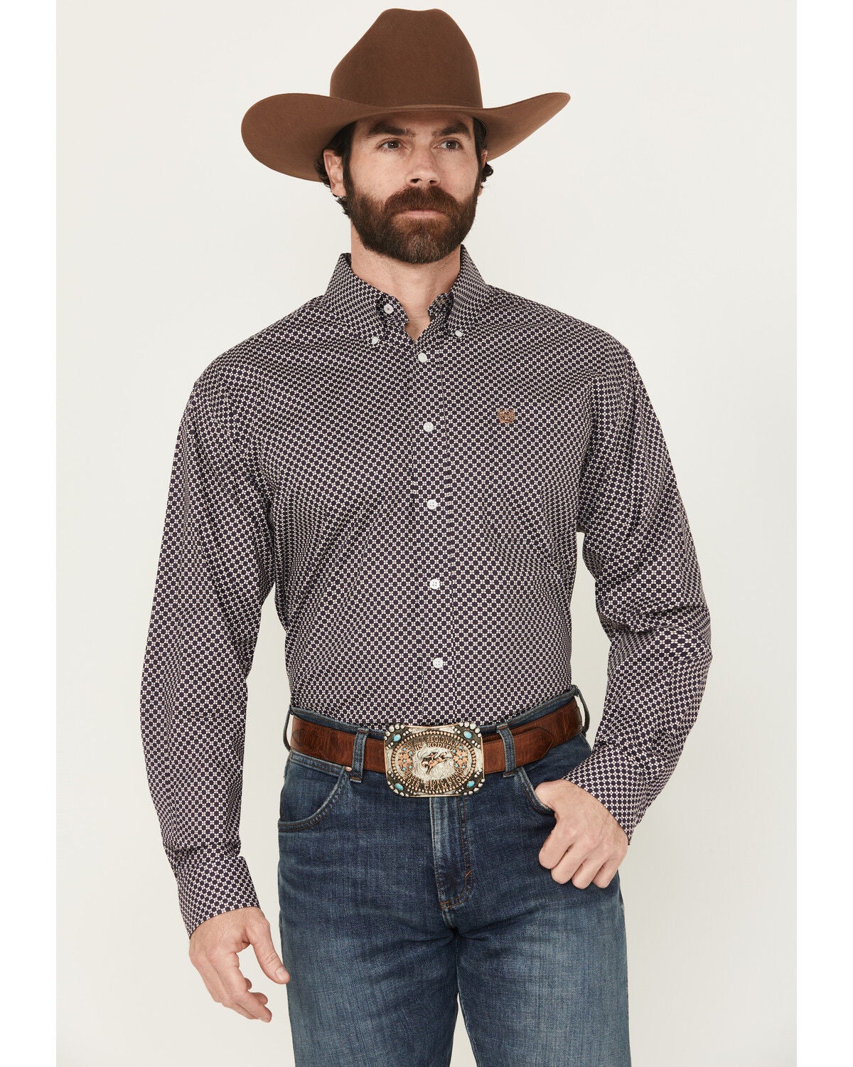 Men's Cinch Floral Print Long Sleeve Button-Down Stretch Western Shirt