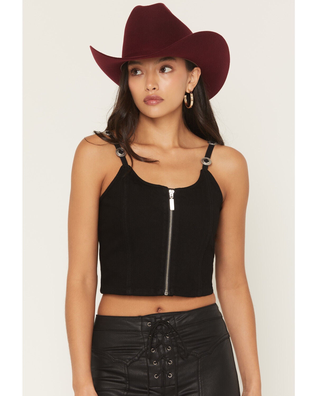Women's Wrangler Sleevleless Concho Cropped Tank Top