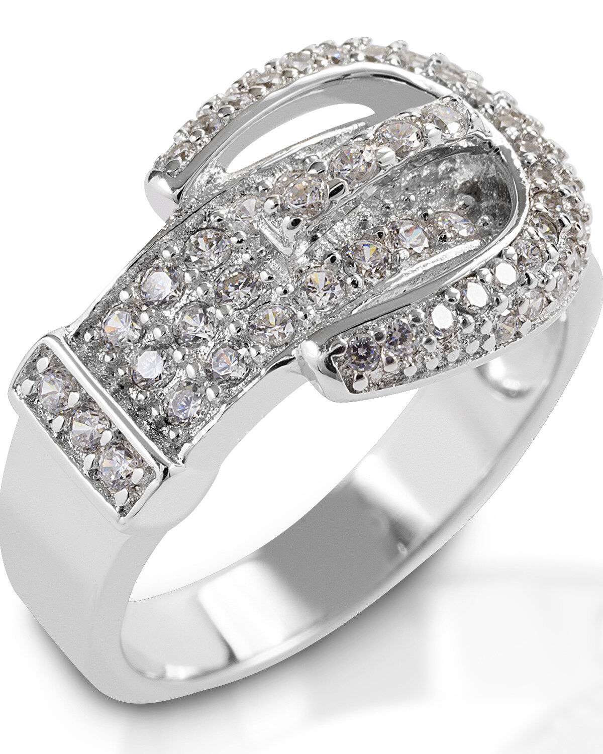 Women's Kelly Herd Clear Pave Buckle Ring