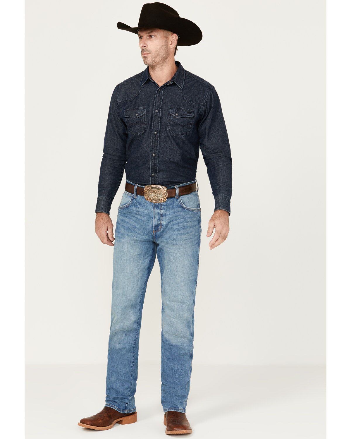 Men's Wrangler Retro Fergus Medium Wash Slim Straight Stretch Denim Je